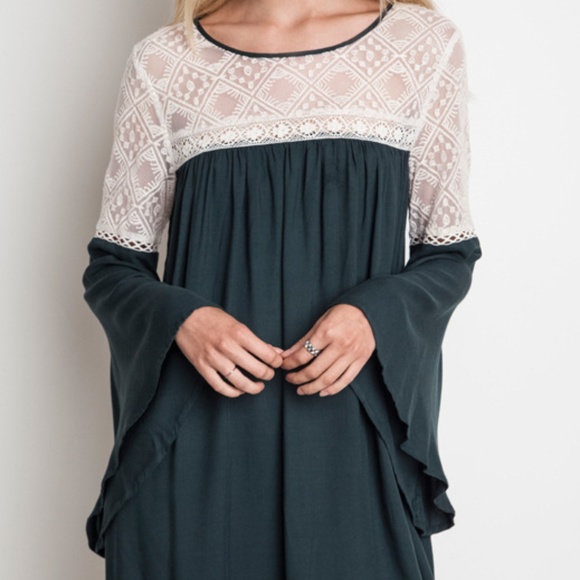 Hunter Dress Forest Green Umgee Lace DAKOTA VIOLA - Picture 1 of 3